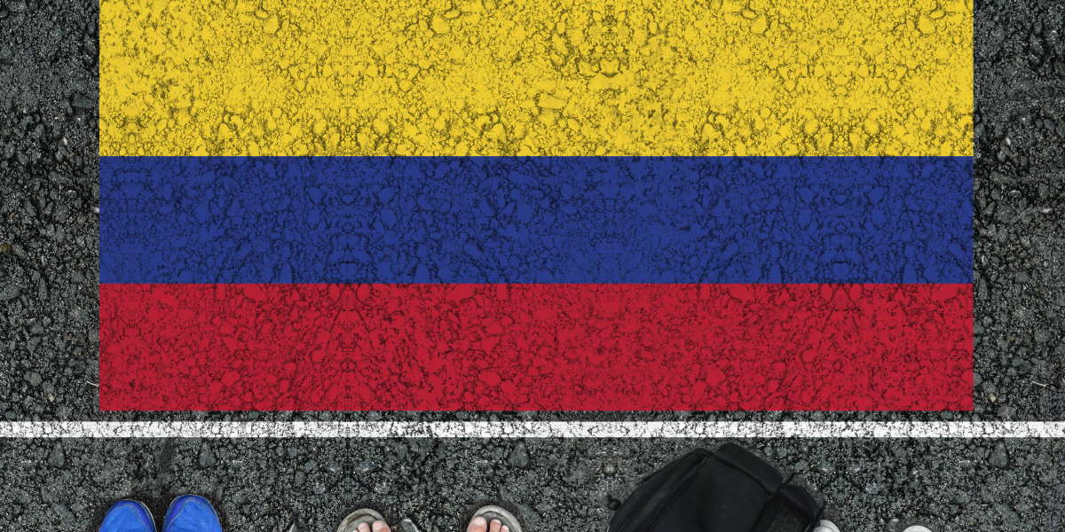 feet at border of Colombian flog
