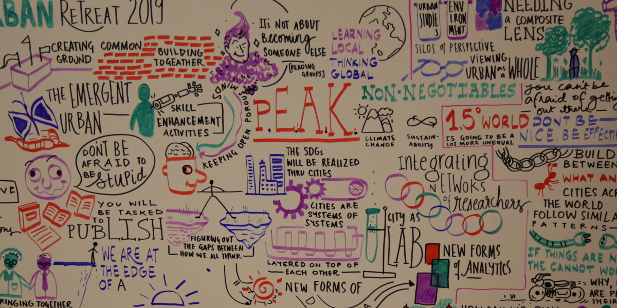 Peak Urban 2019 retreat whiteboard sharing ideas on how to work better as researchers