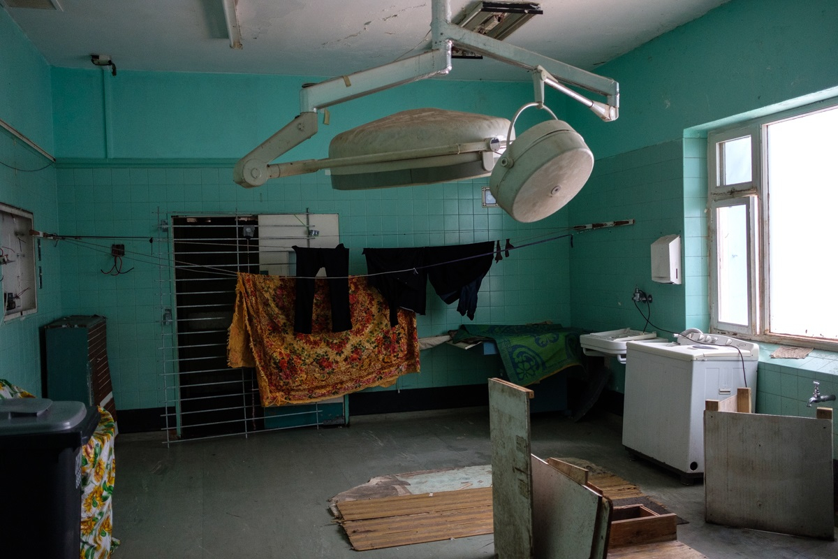 a former operating theatre repurposed as a laundry room 